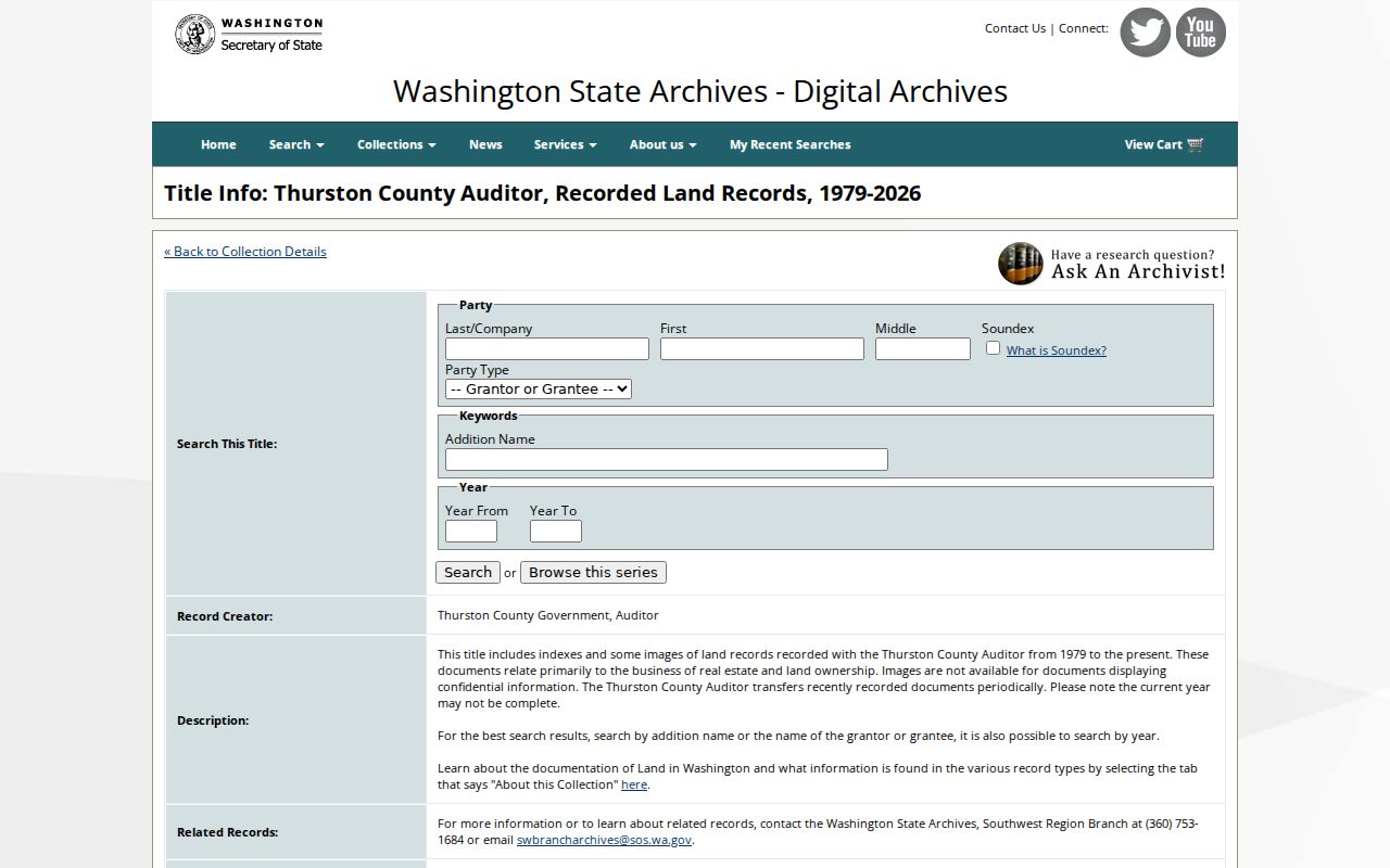 Lacey residents directory state archive land index